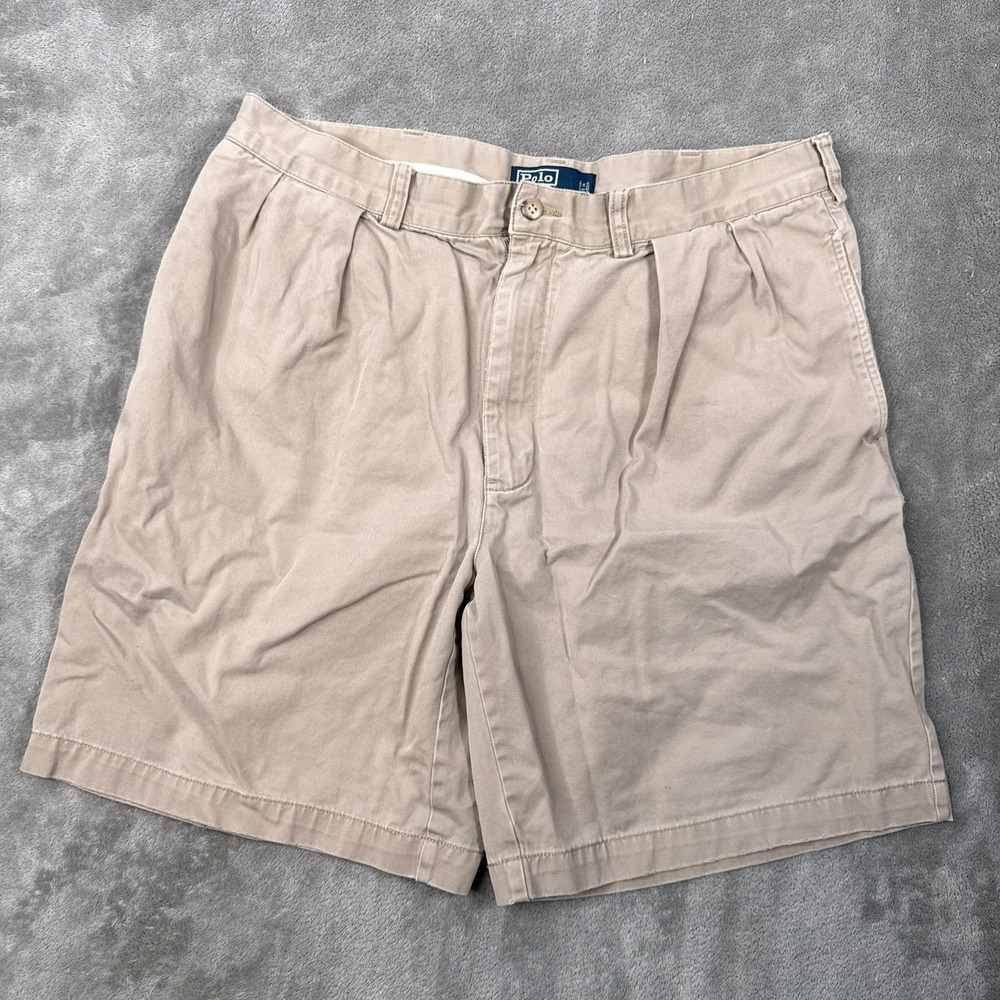 Vintage Polo Ralph Lauren Shorts Mens 36 Tyler Pleated Cotton Chino Short Khaki
